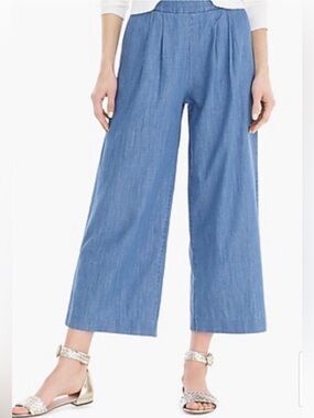 J crew wide crop pull on chambray pants size 4